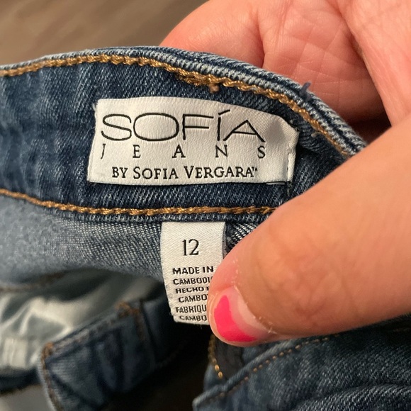 Sofia by Sofia Vergara Aura High Rise Skinny Kick Boot frayed jeans size 12 - Picture 6 of 6